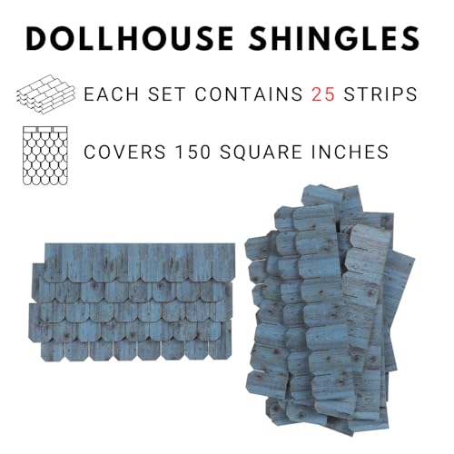 Wooden Roof Shingle Strips for 1:12 Scale Dollhouse Roof - color: Aged Wood Blue
