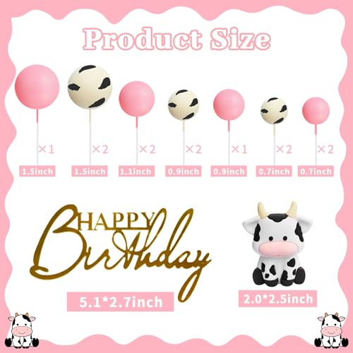 MEMOVAN Pink Cow Cake Topper Farm Cake Topper Decorations - color: Cow