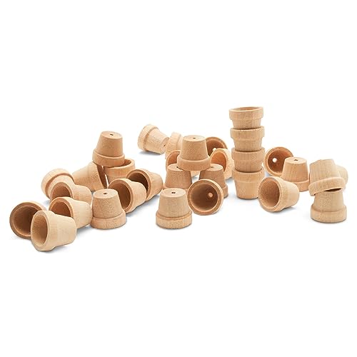 Woodpeckers Mini Wood Flower Pot 5/8-inch x 9/16-inch, Pack of 24 Unfinished Flower Pot Mini, Small Flower Pot for Crafts - size: 5/8 inch