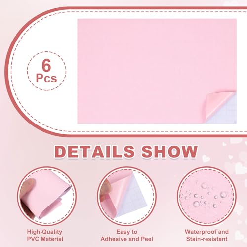 uxcell 6 Sheets Miniature Dollhouse Wallpaper, Silk Pattern Self-Adhesive PVC Flooring Wall, Mini Wall Decor for Dollhouse Sand Table Model Accessories 11.81 x 7.87 Inch (Pink) - color: Pink