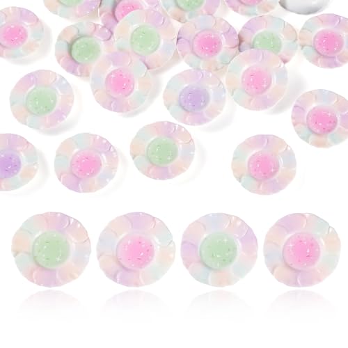 FASHEWELRY 20Pcs Resin Bread Plates Miniature Dollhouse Accessories 36mm Playhouse Dishes Kitchen Tableware Models Display Ornaments for Garden Micro Landscape Decoration - color: Bread Plate