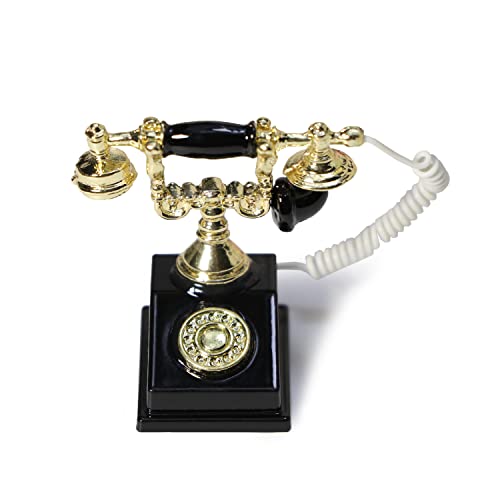 Dollhouse Miniatures 1 12 Scale Vintage Telephone Desk Accessories Decor - color: Black