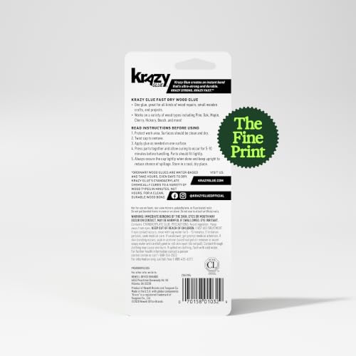 Krazy Glue Fast-Dry Wood Superglue, Strong Adhesive + Precision Tip (30g)