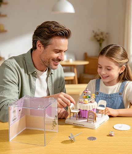 Afternoon Tea Shop Super Miniature House Kit - DIY Plastic 3D Model Building Set for Teens, Build Your Own Tea House with Dustproof Case, Creative Craft Gift for Girls Women - color: Afternoon Tea Shop, size: Small
