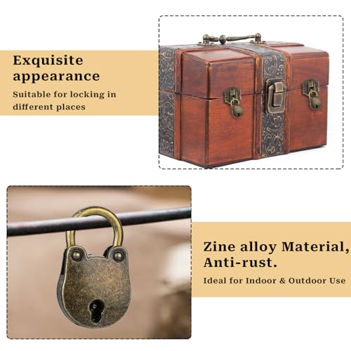 2 Set Antique Bronze Hinges and Locks with Keys Mini Box Hasp Latch 25.5 X 32.5 mm Decorative Lock Buckle with Screws for Jewelry Wooden Box and DIY Crafts - style: c