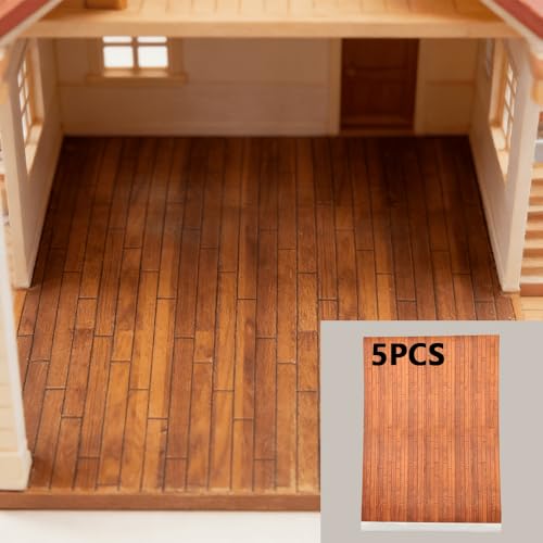 5 Sheets Hobby pre Built Model Boats Self Adhesive Wood Grain Stickers Kits Model Flooring Decals for Miniature Scenes Ship Models DIY Crafts Hobbyists Desktop Decoration
