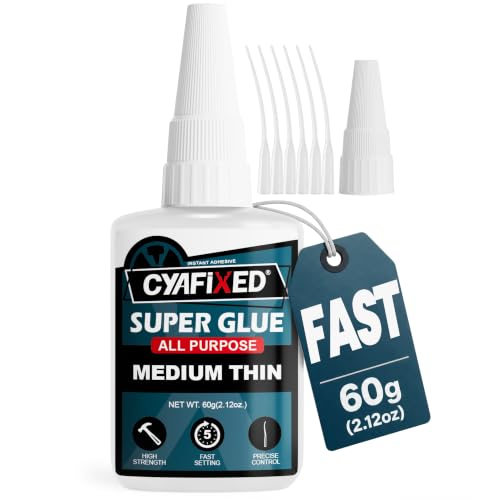 Fast Super Glue 60g, Medium-Thin CA Glue for Plastic Wood Glass Ceramic - size: 2 oz
