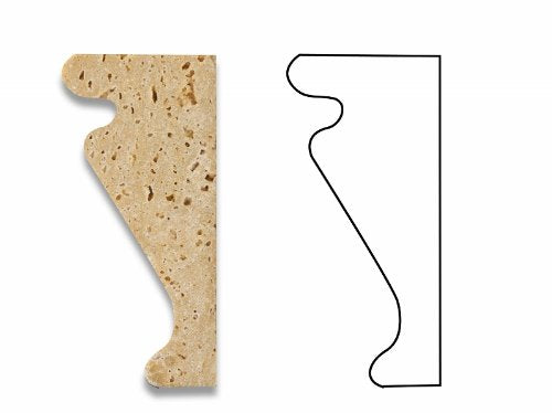 Gold (Yellow) Travertine 2 1/2 X 12 Crown Molding Trim, Honed - Lot of 50 pcs.