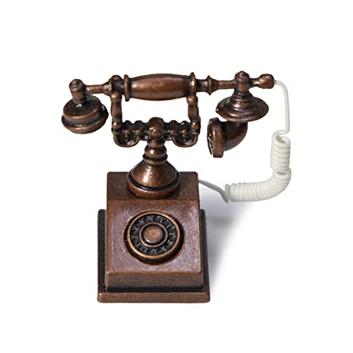 Dollhouse Miniatures 1 12 Scale Vintage Telephone Desk Accessories Decor - color: Coppery