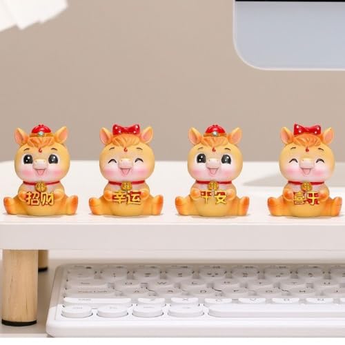 2026 Horse Year Mascot Cute Year of The Horse Car Ornament, Animal Statue Chinese Miniature Horse Figures(Style 1)