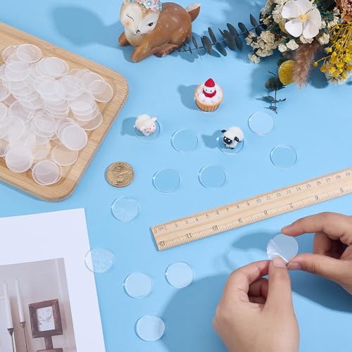 NICENEEDED 100 PCS Clear Acrylic Circles, 2.5 CM Circular Miniature Bases Blanks Acrylic Disc, Round Transparent Flat Base for Miniatures DIY Art Projects Suplies