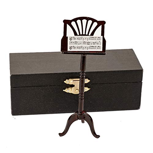Wooden Miniature Music Stand Replica with Case Bookshelf Sculpture Ornament - color: Music Stand