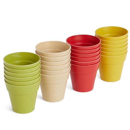 Juvale Mini Plastic Plant Pots - Drainage Hole for Flower Pots - Sturdy Planter for Indoor Plants - Pack of 24, 2.5 x 2.3 in, Multicolor