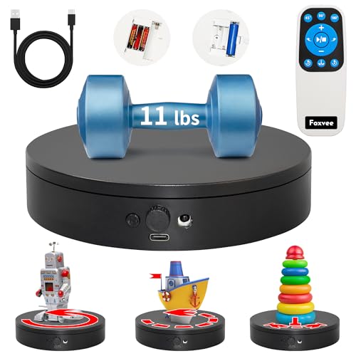 Remote-Controlled Electric Turntable,360° Silent Spinning Display Stand,Speed-adjustable Rotating Turntable,Multi-mode Rotating Display Base,Rotating Display Stand For 3D Scan(7.87inch/Black) - size: 7.87inch/Black/11Lbs Load