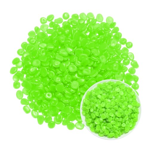 M METERXITY 1000-Pack Glow in The Dark Rocks, 0.43" Resin Outdoor Garden Decorations Luminous Pebbles Stones for Garden Plants/Aquarium/Backyard Path, Aquarium Gravel [Green] - color: Green