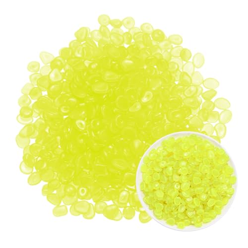 M METERXITY 1000-Pack Glow in The Dark Rocks, 0.43" Resin Outdoor Garden Decorations Luminous Pebbles Stones for Garden Plants/Aquarium/Backyard Path, Aquarium Gravel [Yellow] - color: Yellow
