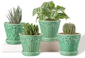 Metahom 3.8 Inch Succulent Pots, Green Ceramic Pots for Plants Set of 4 - color: Green, size: 3.8 Inch