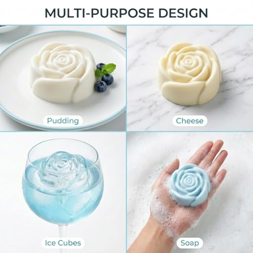 24 Cavity Rose Silicone Mold for Chocolate,2PCS Roses Soap Molds for Chocolate,Cream Cheese,Candy,Ice Cube, Jello, Jelly, Candles, Soaps, Cupcake Summer Wedding Desserts Decorations - color: 24-Cavity Pink&Purple