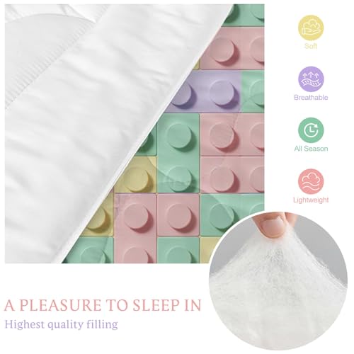BlessLiving Building Block Comforter Set Twin - color: Macaron Building Blocks, size: Twin/Twin XL