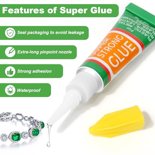 3g X 18 Pack Clear Superglue Instant Bonding, Strong Cyanoacrylate (CA) Super Glue Thick Viscosity Value Pack for Metal, Plastic, Wood, DIY Crafts Permanent Repair - style: 18 X 3G，New
