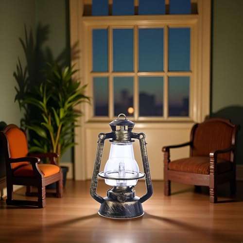 GANPUB Miniature Lantern Mini Kerosene Lamp Light Dollhouse Decoration Accessories, 1:12 Dollhouse Miniature Kerosene Lamp,Dollhouse Accessories(Type 2-with Light)