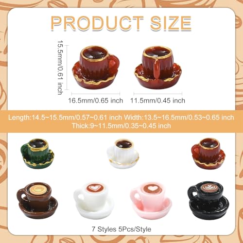 Stiesy 35 Pcs Afternoon Tea Beverages Miniature SetsCoffee Cup Black Tea Figurines Tiny Resin Mug Ornaments for Micro Landscape Desktop Display - color: Coffee Cup/Tea Cup-35pcs