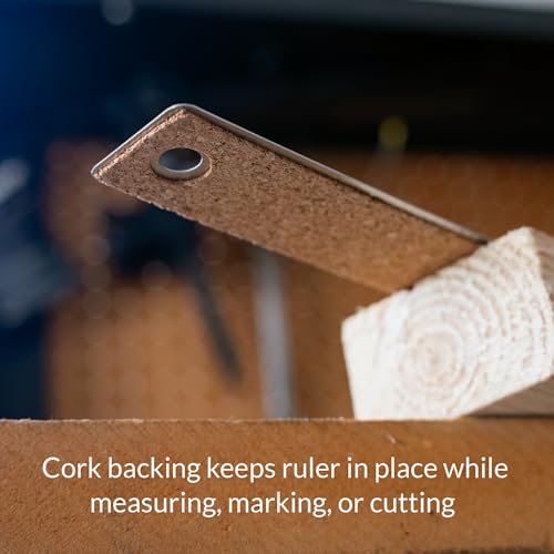 WA Portman Metal Ruler 18'', Metric Edge Corkback Stainless Steel Ruler