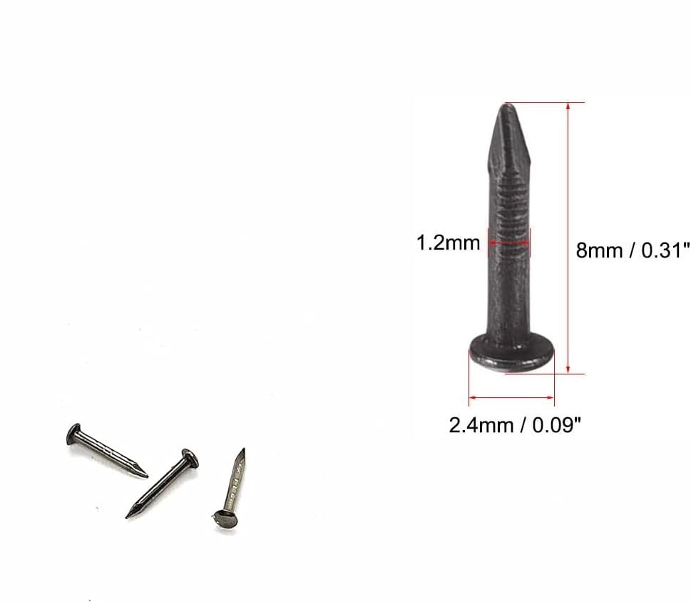 200pcs Tiny Wooden Nails for DIY Craft Projects, Antique Drawer Repairing, Mini Boxes Decorative Accessories (1×8mm/0.04×0.3in) Color: Black/Metallic Dark Gray - color: Black, style: 1*8mm