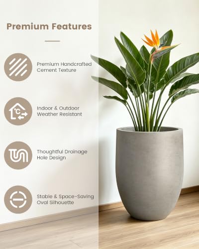 Kante Modern Home Minimalist 21.7" Tall Weathered Concrete Bullet Planter - color: Buff Concrete