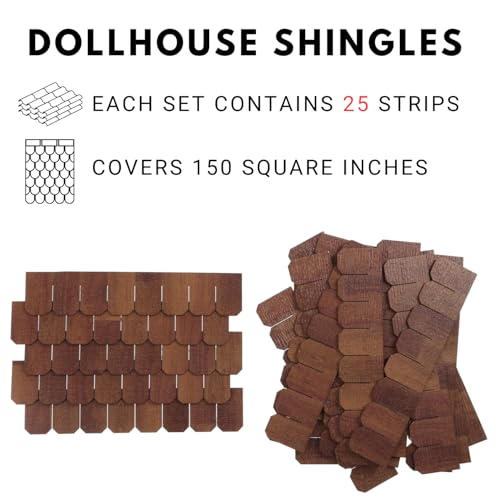 Miniature Roof Shingle Strips for 1:12 Scale Dollhouse Roofing - color: Copper Brown