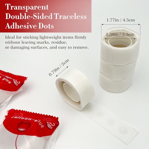 1000-Pack Transparent Adhesive Dots, Double-Sided Removable Glue Points for Balloons and Craft Projects