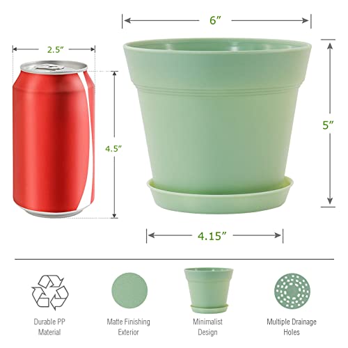 WOUSIWER 16 Pack 6 inch Plastic Planters, Indoor Flower Pots, Heavy Duty and Stylish 6 Inch Plant Pots for Indoor Plants with Drainage Holes and Tray for Plants, Flowers, Colorful - color: Colorful