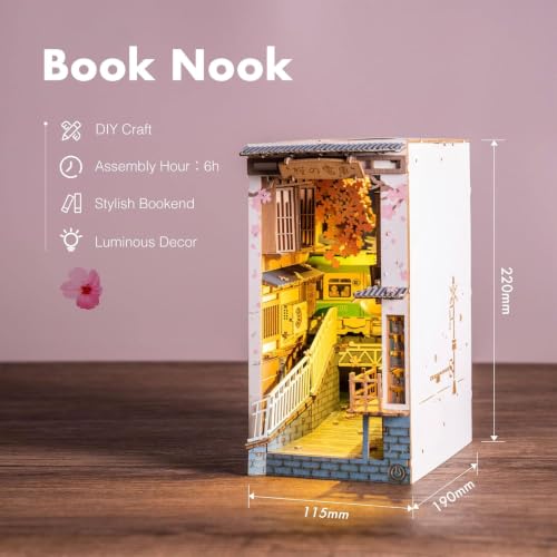 Rolife DIY Book Nook Kit Sakura Densya, DIY Miniature Booknook Kit Creative Decorative Bookend Bookshelf Insert 3D Puzzles for Adults, Halloween/Christmas Decorations/Gifts for Adults (Sakura Densya) - color: Sakura Densya