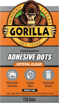 Gorilla Adhesive Dots, Double-Sided Clear | 0.5" Diameter | No Mess | Photo Safe | 150 Pieces, Pack of 8 - size: 8 - Pack