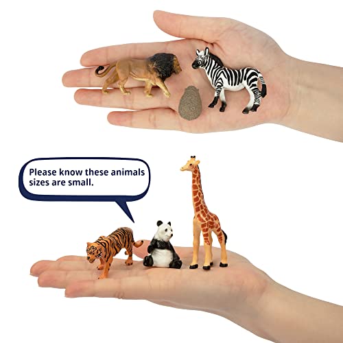 Toymany 14PCS 1-2" Tiny Jungle Animal Figures Toy, Realistic Mini Jungle Zoo Animal Figurines Cake Topper Toy Set, Easter Egg Christmas Birthday Gift Party Favor School Project for Kids Toddlers - style: B-Tiny Safari Animals