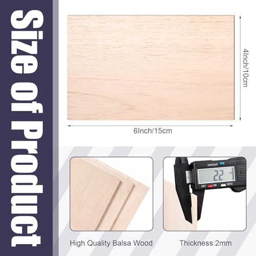 Namalu 10 Pack Unfinished Balsa Wood Sheet DIY, 6 x 4 x 0.08 Inches-2 mm - size: 10 Pack - 6 x 4 x 0.08 Inches-2 mm