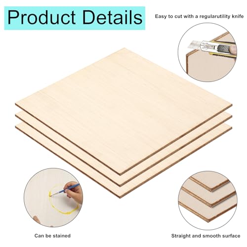 12 Pack Basswood Sheets 12 x 8 x 1/13 Inch Thin Plywood Balsa Wood Boards for Crafts, Laser Cutting, Wood Burning and Drawing - size: 12 x 8 inch