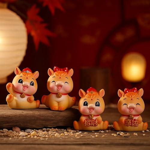 2026 Horse Year Mascot Cute Year of The Horse Car Ornament, Animal Statue Chinese Miniature Horse Figures(Style 1)