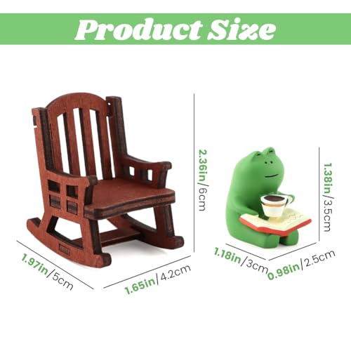 Mini Resine Animal Figurines Set, Desk Decor Adorable Frog & Panda Decor for Garden/Bookshelf (4-7cm), Small Animal Statues Gifts Ornaments Lovers
