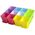 WARMBUY Colorful Small Plant Flower Plastic Pots with Saucers, Set of 12 - size: 2.75 x 2.75 x 3-inch