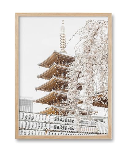 HesenDot Japanese Temple Framed Wall Art,Cherry Blossom Canvas Print,12x16 - color: Framed Japanese Pagoda