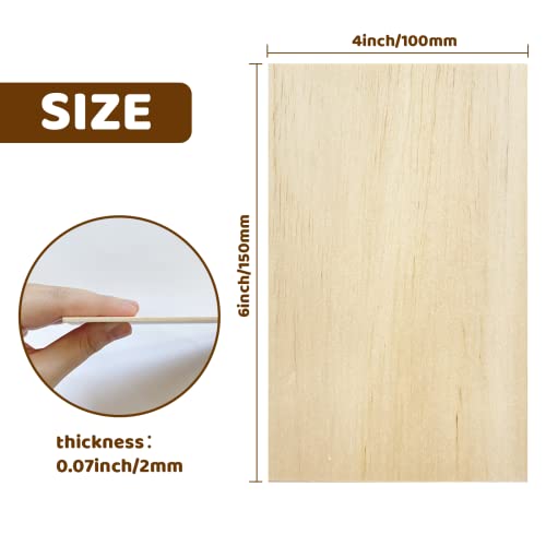 MUXGOA 20 Pcs Wood Sheets,Unfinished Balsa Wood Sheets for Crafts DIY Thin Woodsheet for Wooden DIY Ornaments,Scrabble Tiles,House Aircraft Ship Boat,School Projects(150x100x2mm)