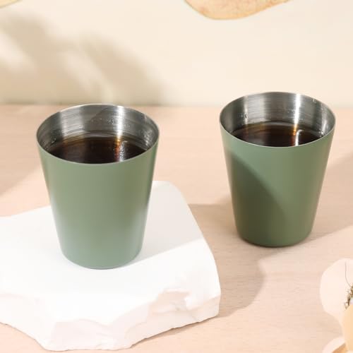 12 Pack Metal Shot Glasses 1oz Green Shot Glasses pool Shot Glass Set Of 12 Sage Green Cups Stainless Steel Shot Glasses Small For Bar Party Cocktail Restaurant Barware Gift (1.5 Inch) - color: Sage Green