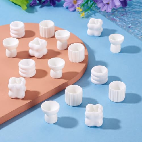 20Pcs White Mini Flower Vase Ornaments Miniature Flower Bottle Flowerpot Micro Landscape Dollhouse Accessories Pretending Prop Decoration Doll House Small Flower Vase Deco Table Garden Decor - style: White Vase-4 styles