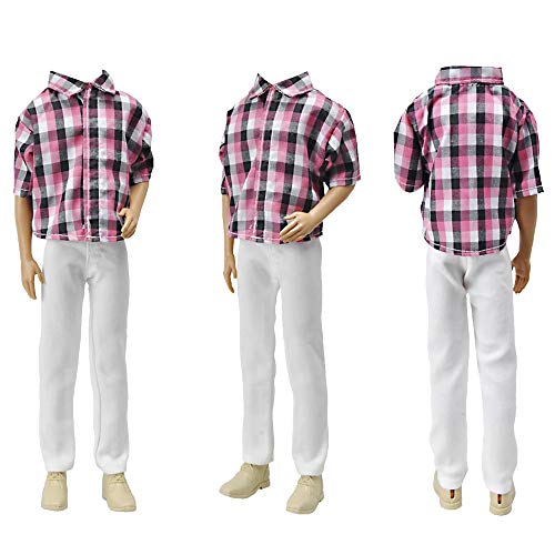 E-TING 3 Pack Plaid Casual Outfits with 3 Pairs Shoes for 12 Inch Dolls