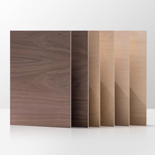 ROBOTIME 6-Pack Laser Wood Sheets 1/8" - 12 x 16 x 1/8 Inch - Basswood 2Pcs & Walnut 2Pcs & Birch 2Pcs - 3mm Plywood Sheets for Laser Cutting, Engraving & Wood Burning (Pyrography) - color: Basswood+Walnut+Birch, size: 1/8" x 12" x 16"-6 Pack