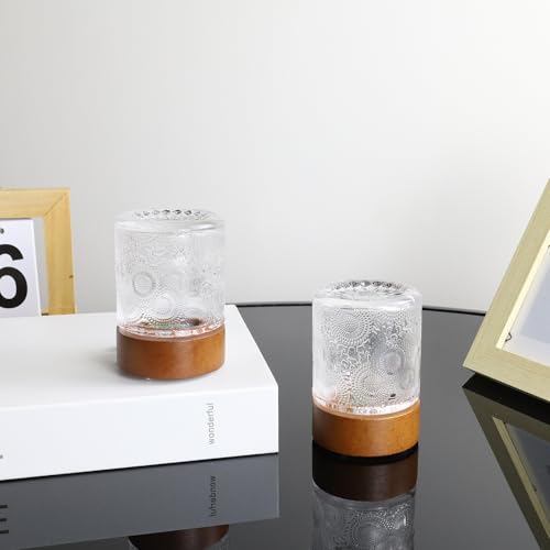 Small Battery Operated Light with Timer,Adult Night Lights for Bedroom,Mini Lamp for Lndoor Use in Bathroom, Hallway,Glass Light Lamp (Transparent) - color: Transparent