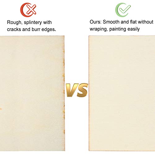 Blisstime 50PCS 4x4 Inch Wood Squares Unfinished Square Wood Pieces for Crafts,Painting, Writing, DIY Supplies, Engraving and Carving, Home Decorations (4x4 Inch 50Pcs) - size: 4x4 Inch 50Pcs