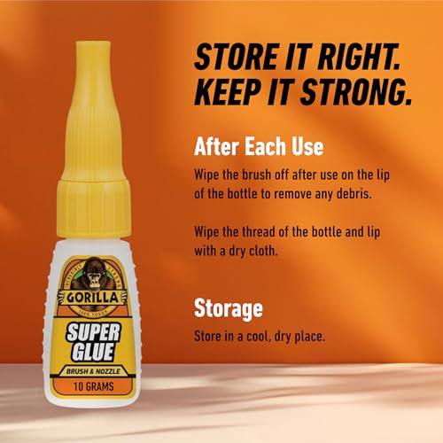 Gorilla Super Glue, Brush and Nozzle Two-Way Applicator, Clear, 12 g - size: 1 - Pack