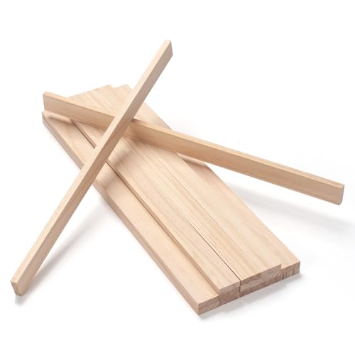 Wood Trim Wooden Strips Slats for Wall, Wooden Dowels Sticks for Crafts, 1/4" × 3/4" × 12", 15 PCS Square Wood Dowel Rods for Crafting, Unfinished Hardwood Sticks Flat Lumber Boards for Woodworking - size: 1/4x3/4x12 in - 15PCS
